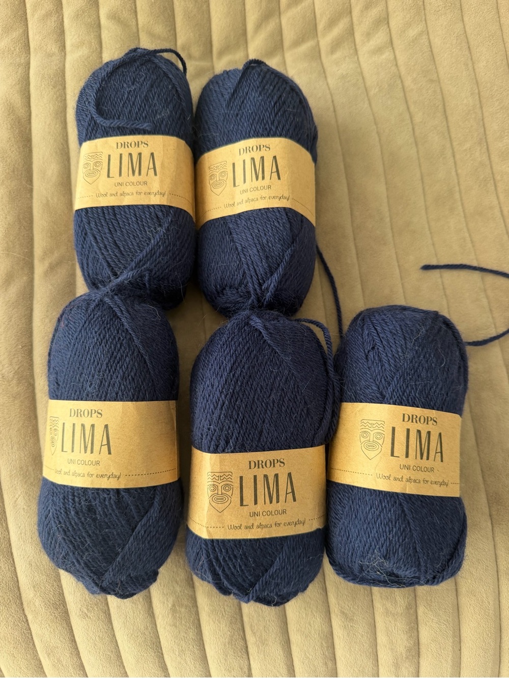 Drops Lima Navy Blue Women's Sweater Yarn - Soft Wool Alpaca Blend lot of 5